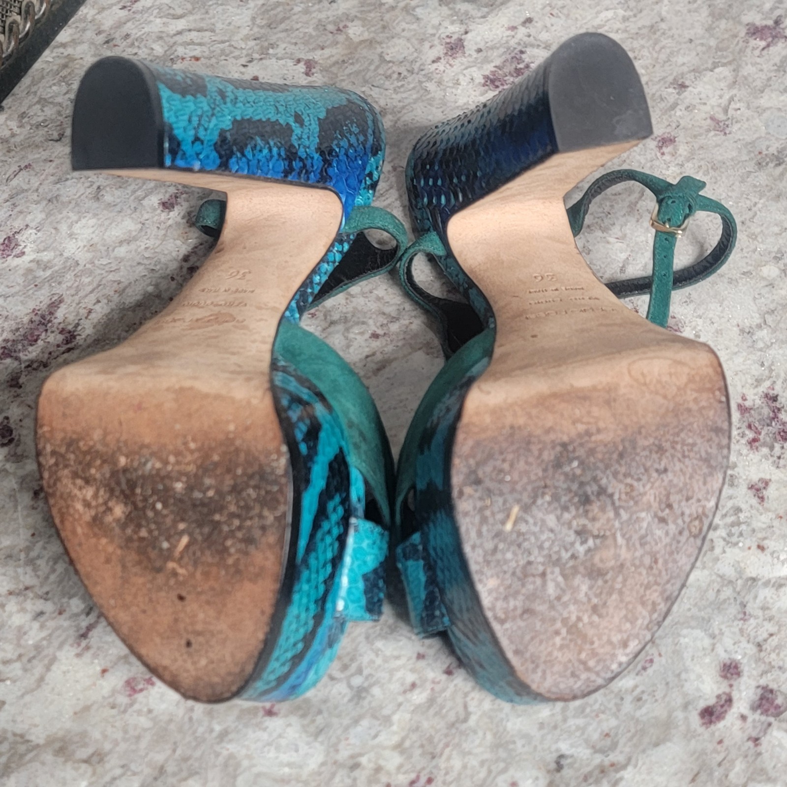 Sergio Rossi Elaphe Suede Python Snake Leather Pl… - image 5