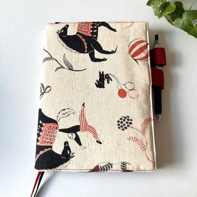 Hobonichi Techo Cousin A5 Planner Cover Red Black Fabric Velour Bookmark Japan
