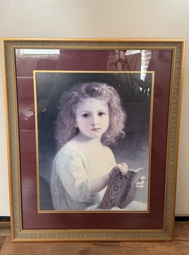 "The Story Book" By Bouguerau Framed Art Reproduction on Canvas 