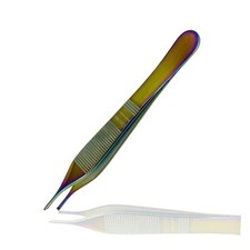 Multicolor Adson Forceps - 4.75 in. Fine Point Surgical Veterinary 1x2 Teeth