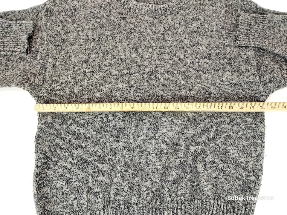 Suéter Pullover Vintage Eddie Bauer Para Hombres Grande Mezcla de Lana Gris Oscuro Cuello Redondo Foto 4 de 4