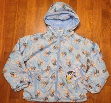 Bluey  Bingo Rain Jacket Fuzzy Lined BBC Studios Full Zip Kids Size 4