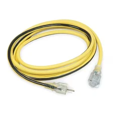 Sjtw Lighted Extension Cord, 12 Awg, 125V Ac, Nema 5-15, Yellow/Blk, 10 Ft