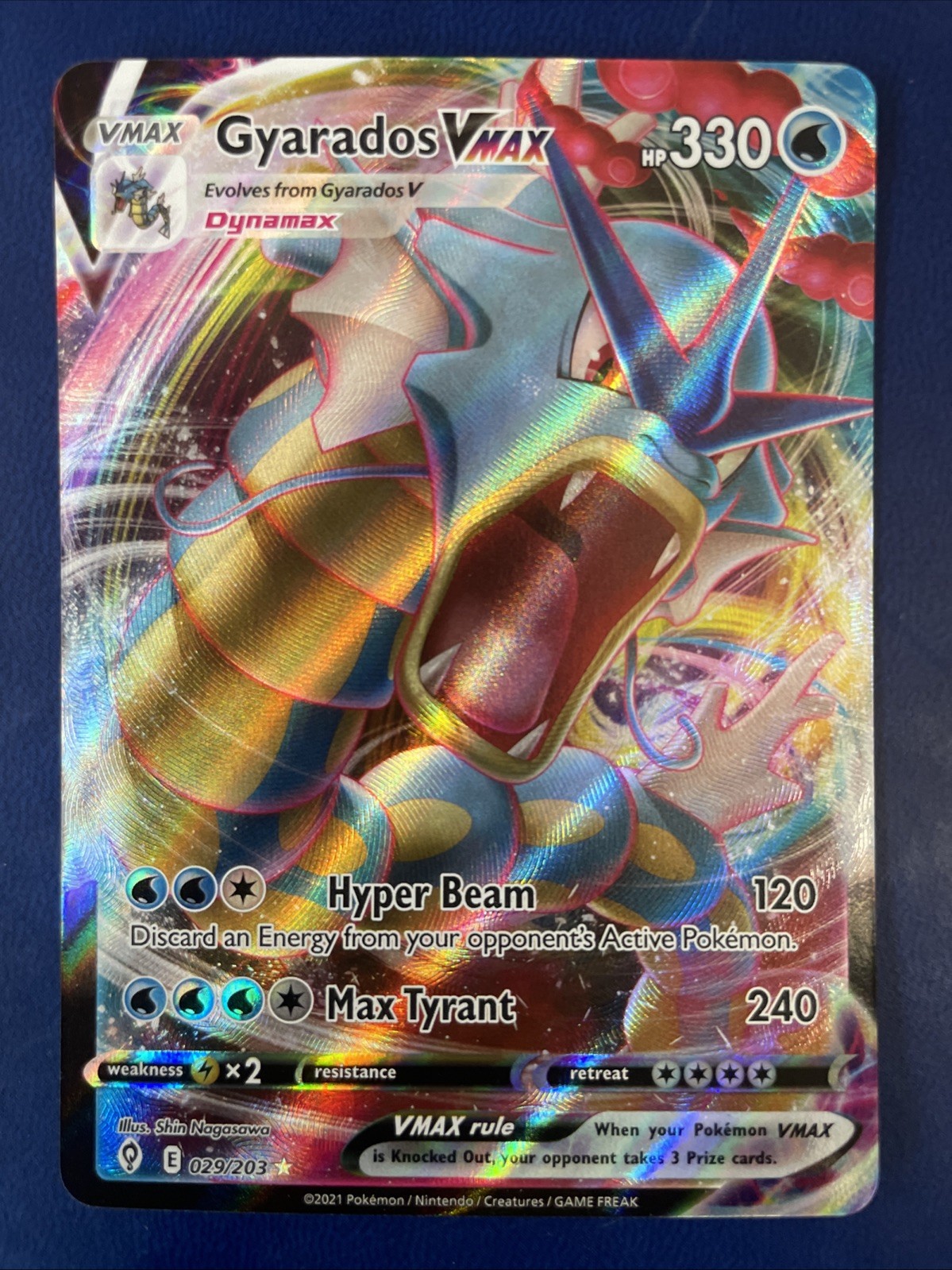Pokemon 2021 Gyarados VMAX Ultra Rare Holo Evolving Skies SWSH07 029/203 NM