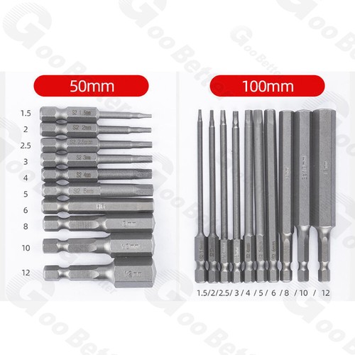 0.9mm-14mm Hex Key Allen Bit Quick Change Connect Impact Driver Drill 1/4" Bits - Picture 2 of 30
