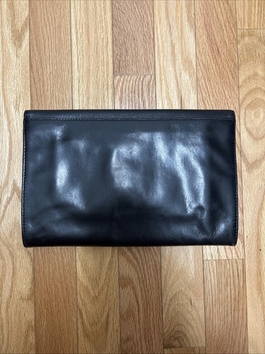 Pochette usata vintage Swan originale in pelle nera - Foto 2 di 9