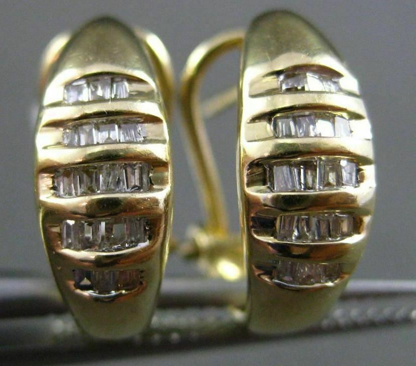 ORECCHINI HUGGIE ESTATE .50CT DIAMANTE BAGUETTE ORO GIALLO 14KT MULTI FILA CLIP ON