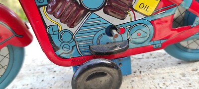 Jouet Ancien Moto Tin MS359 En Tôle Mécanique - Occasion Rétro - Idée Cadeau