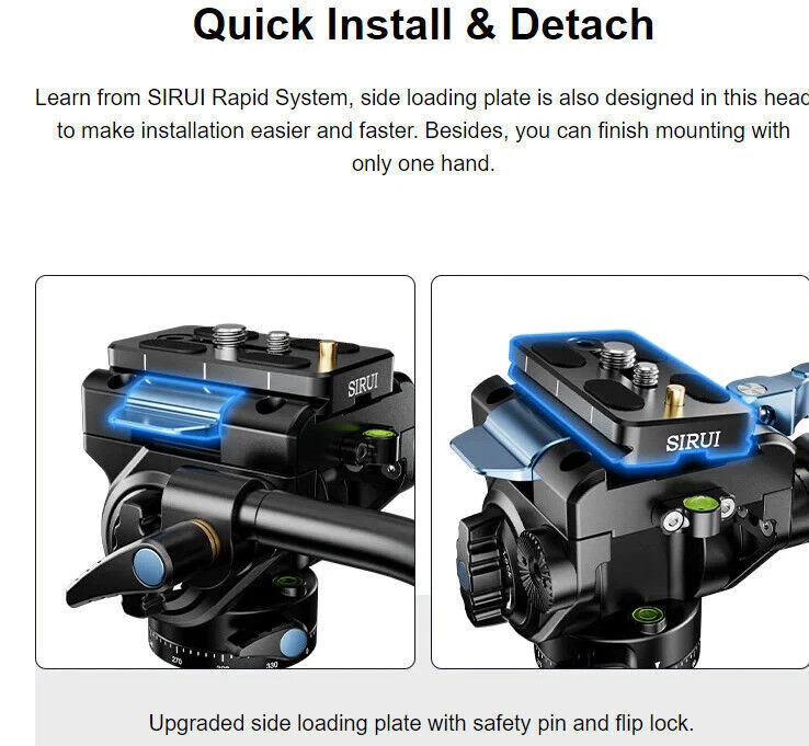 SIRUI VA-5X Fluid Video Lightweight Head w QR Plate for video shooting - Image 3 of 4