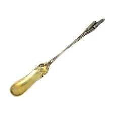 Antique 1898 Durgin Sterling Silver Large Horseradish Scoop Spoon - Cat Tails