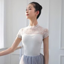 Dance Adult Lace Ballet Leotards Gymnastics Short Sleeve Ballerina Dancewear