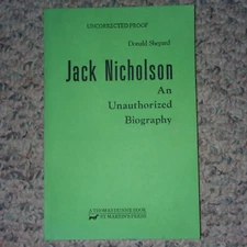 JACK NICHOLSON An Unauthorized Biography 1st ED BOOK 1991  UNCORRECTED PROOF