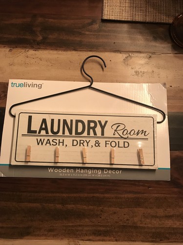 WOODEN HANGER SIGN LAUNDRY WASH DRY FOLD - Picture 2 of 5