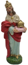 Vintage Paper Mache Christmas Nativity Manger Composition Figurine Wiseman King