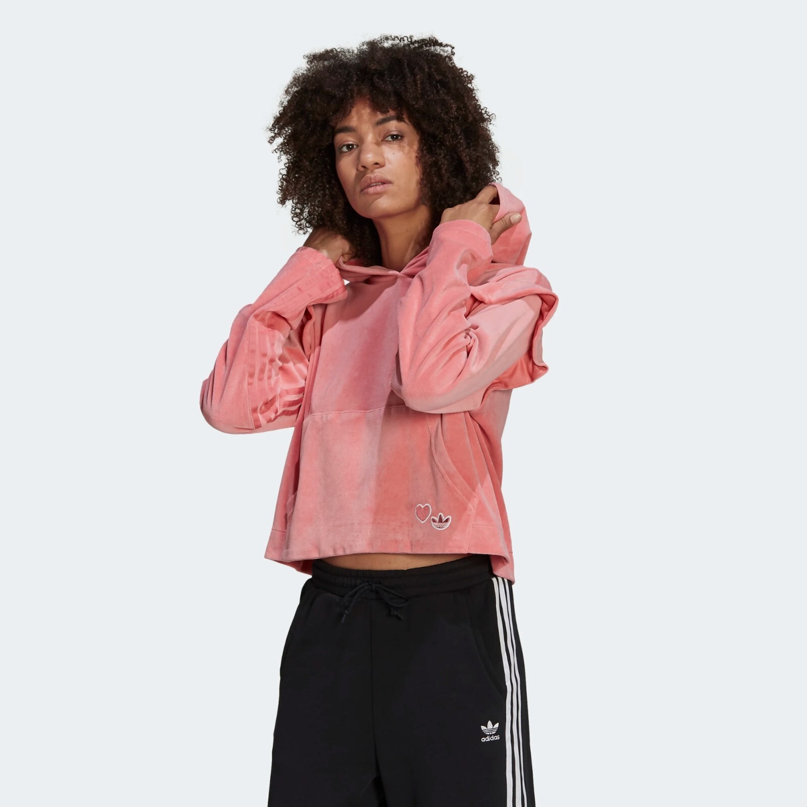 adidas originals velour trefoil overhead hoodie