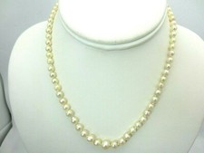 New Genuine Cultured Pearl Necklace 7.5 to 3.5 mm. 16" 14K Yellow Gold clasp