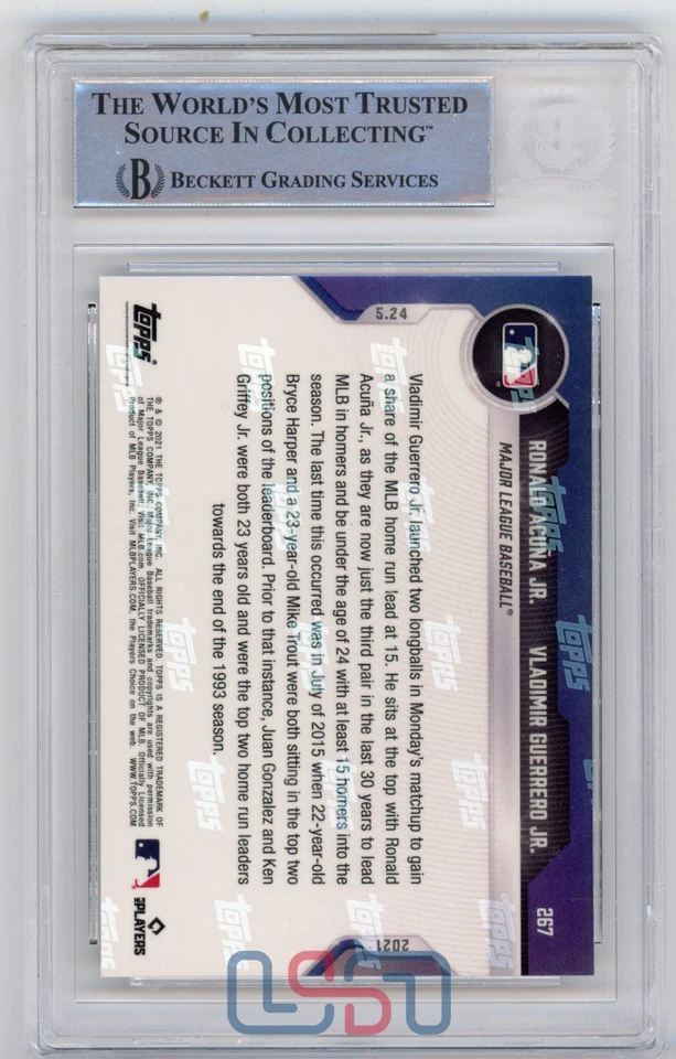Ronald Acuna Vladimir Guerrero Jr. Signed Autographed 2021 Topps Now #267 BAS - Image 2 of 2