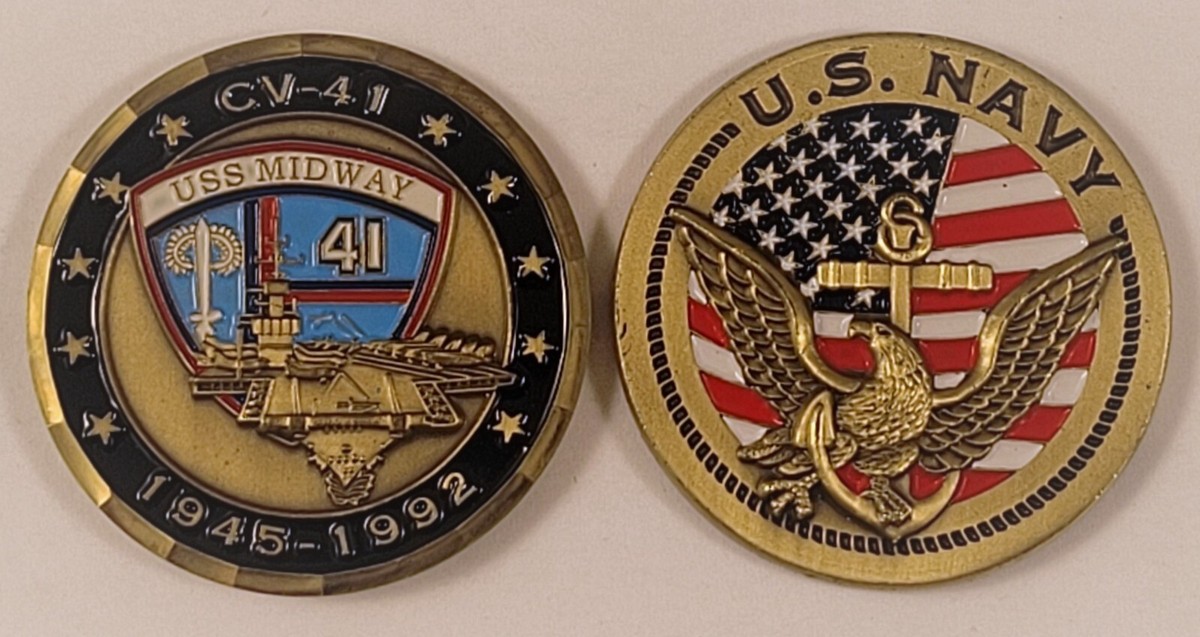 米海軍　空母　ミッドウェイ　チャレンジコイン NEW USN - U.S. NAVY - USS MIDWAY - CV-41 - Challenge Coin