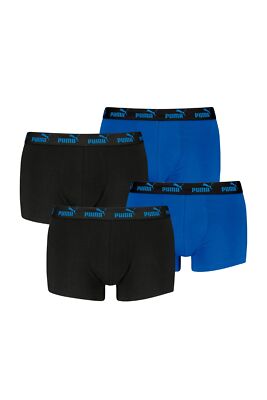 Puma 4er Pack Herren Trunks Boxer Unterhosen Schwarz Blau Grau Baumwolle Stretch