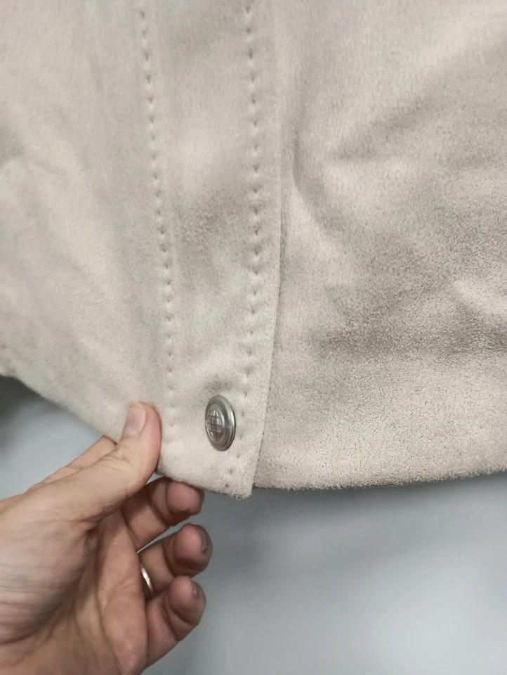 Max Studio Jacket Womens Large Beige Faux Suede Full Zip Outdoor Casual NEW - Image 4 of 4