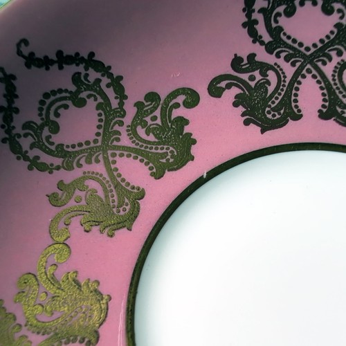 RARE Vintage Aynsley Pink Corset Orchard Fruit Gold Gilt Tea Cup Saucer Set 2832 - Picture 7 of 16