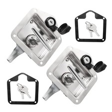 CADUFUELLY T-Handle Latch, Trailer Door Latch Lock, Stainless Steel Silver