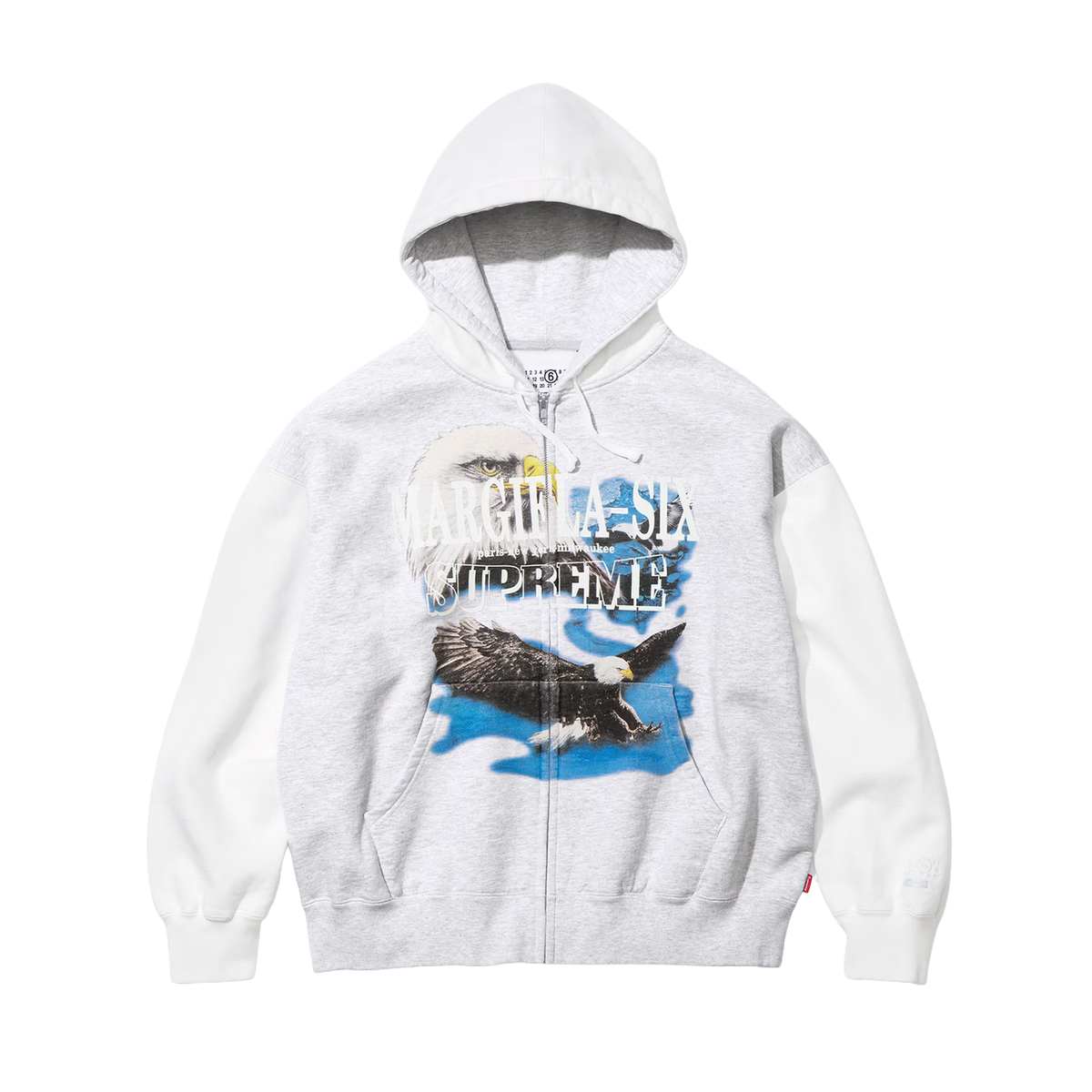 Supreme®/MM6 Maison Margiela Eagle Zip Supreme MM6 Maison Margiela Eagle Zip Up Hooded Sweatshirt White