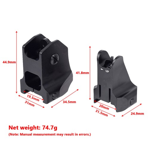 Tactical Low Profile Metal Sights Iron Front & Rear Set High Qualiy Black - Picture 14 of 20