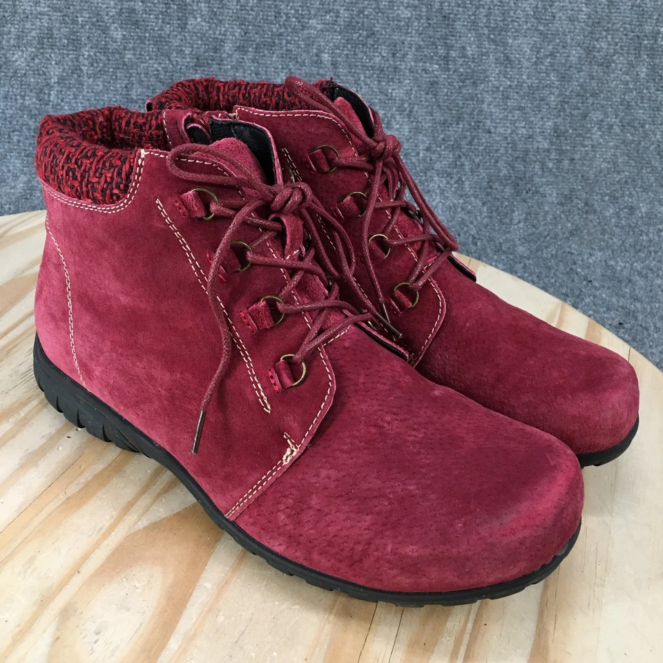 Botas Propet para mujer 10EEEE Delaney cremallera con cordones botín al tobillo WFV002S cuero rojo Foto 3 de 4