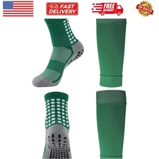 1 Set Soccer Grip Socks,Shin Guard Sleeves for Football Basketball for Men an...