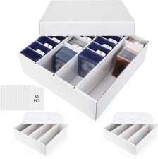Trading Card Storage Box, 4 Row 3200 Count Collector Cards Box with Divider Wh