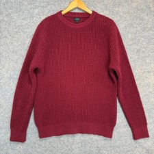 J. Crew Heavyweight Chunky Waffle Knit Fisherman Sweater Mens Large Dark Red
