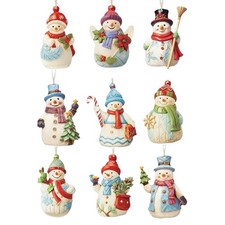 Set Of 9 Christmas Wooden Snowman Statue Decorated Christmas Tree Pendant 8cm