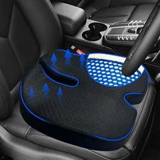3D Gel & Memory Foam Car Seat Cushion for Driving - Breathable Black 