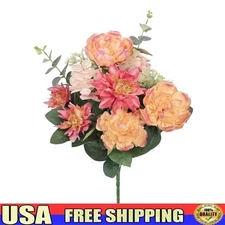 23 In Artificial Flower Bouquet Peony Dahlia Eucalyptus Greenery Indoor Decor US