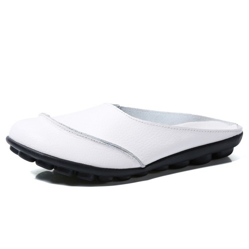 Damen-Pantoletten Leder ausgehöhlt Halbschuhe Pantoletten flache rückenfreie Freizeit-Schieberschuhe UK-Größe - Bild 16 von 21