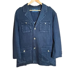 Giorgio Brutini Blue Jean Denim Sports Jacket Blazer Men’s Size Large Coat