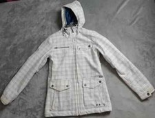 Empyre Technical Outerwear Waterproof Hooded Coat Women's Small Ivory Plaid