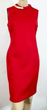 Ruby Red Calvin Klein Sleeveless Sexy Wiggle Dress W Gold Necklace M 8
