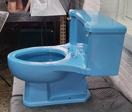 Kohler brite blue vintage Bathroom Toilet elongated bowl one piece style - Imagen 5 de 18