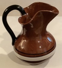 Juan F. Guerrero B Dolores HGO GTO Mexico Folk Art Pottery Brown Pitcher (29ia)