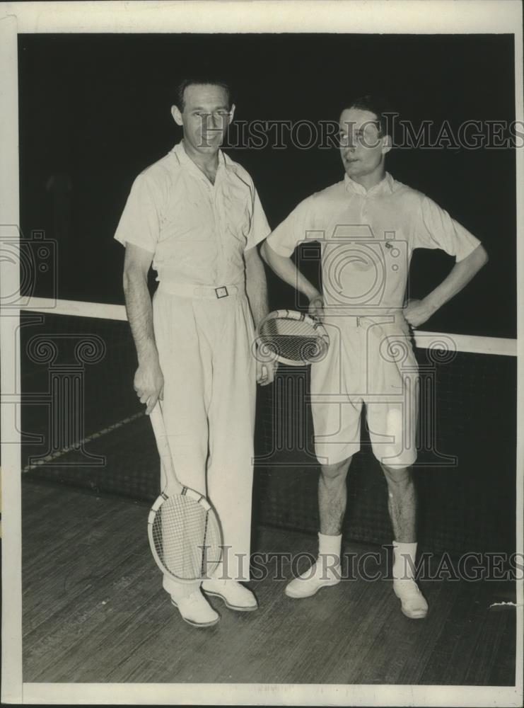 Foto de prensa de 1934 Jean Borotra y Andre Merlin práctica para campeonatos