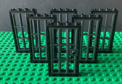 LEGO Jail Door / Barred Walls Bundle 1 x 4 x 6 Grey / Black Prison Dungeon Gaol - Picture 2 of 9