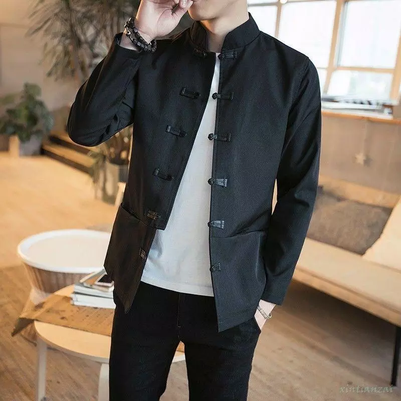 Men s New Embroidered Han Chinese Cotton Coat UK Ubuy