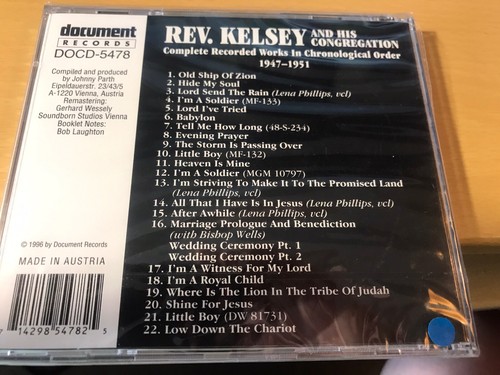 Rev. Kelsey & His Congregation Complete Recorded Works 1947-1971 cd SEALED - Bild 2 von 2