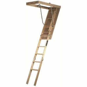 Attic Ladder Wood Pull Down Loft Stairs Ceiling Opening Door Heavy