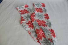 Women's Polar Fleece Socks Slippers Choose Size Red Snowflakes