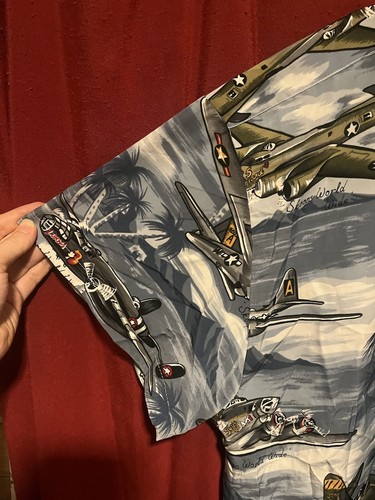 Camicia hawaiana manica corta Skoops Worldwide da uomo taglia 3XL WW2 Bombers usata in ottime condizioni - Foto 7 di 12