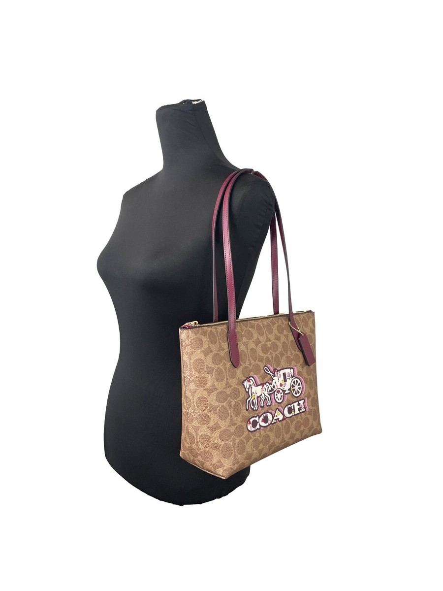 Coach Signature Canvas Fiona Zip Tote Bag | eBay Coach Signature Canvas Fiona Zip Tote Bag | eBay