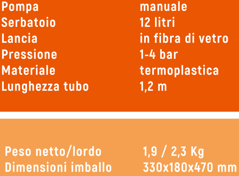 Pompa Irroratrice A Spalla Da 12L VINCO POLAR - Lancia Nebulizzatore Per Giardino